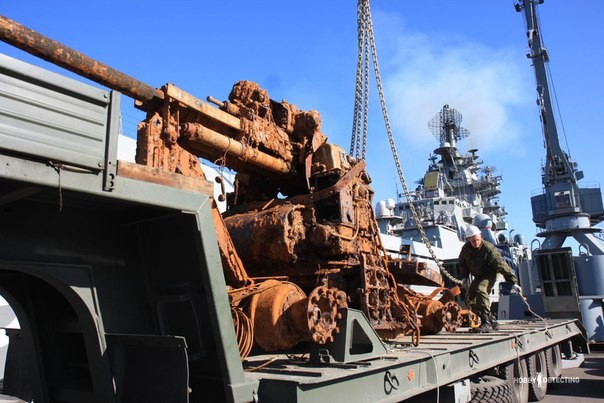 Raised Sherman tanks from the ship 