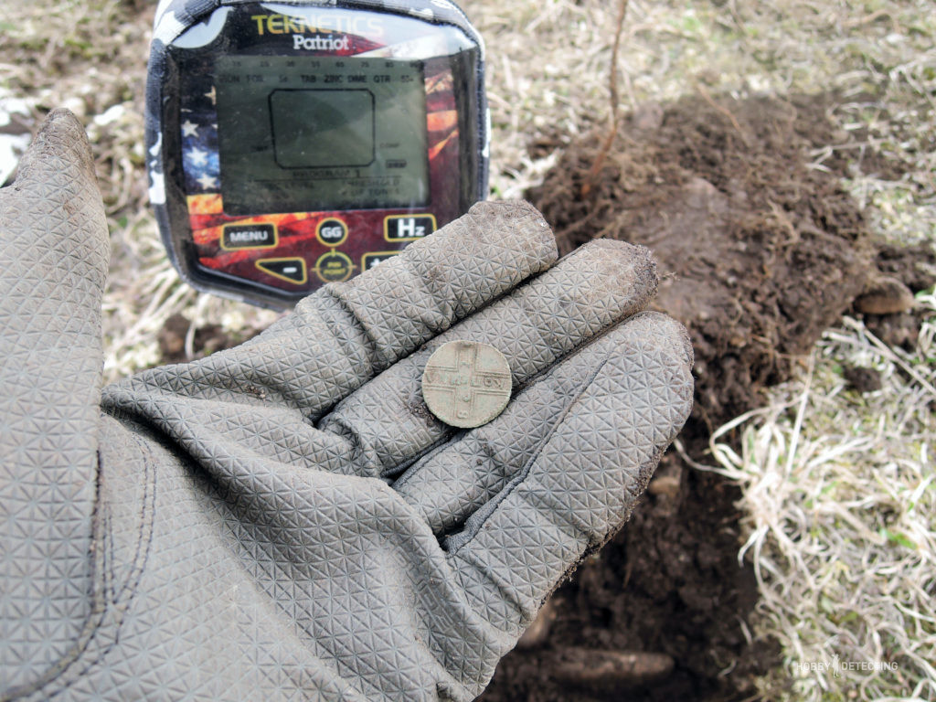 Review of the CORS Strike coil using the Teknetics Patriot metal detector as an example - and found a rare coin! (photo+)