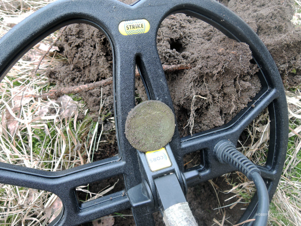 Review of the CORS Strike coil using the Teknetics Patriot metal detector as an example - and found a rare coin! (photo+)